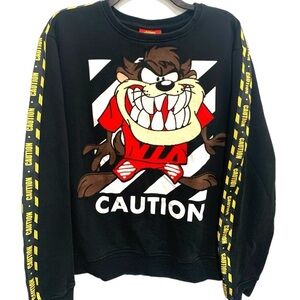 Warner Bros. Crewneck Sweater Black and Red with Taz Graphic